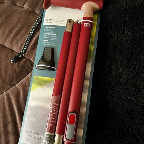 New CVS Health take along Red Folding Cane - Picture 2 of 5